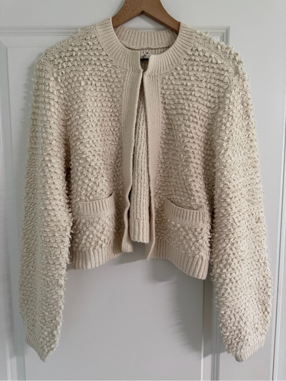 Aerie Cream Textured Knit Cardigan